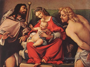 マドンナと子供 セント・ロックとセバスチャン 1522年 ルネッサンス ロレンツォ・ロット Oil Paintings